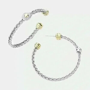 Two Tone Round Rope Hoop Earrings